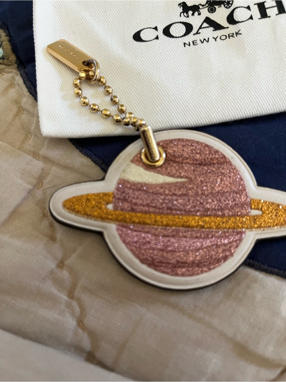 Coach Glitter Planet Bag Charm — Pink & Gold Accents - Picture 10 of 12